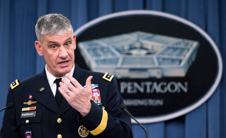 US Africa Command Commander Gen. David Rodriguez speaks during a news briefing at the Pentagon, Wednesday, Dec. 3, 2014, on the Defense Department's response to Ebola. (AP Photo/Manuel Balce Ceneta)