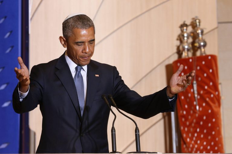 President Barack Obama delivers remarks in celebration of Jewish American Heritage Month at Adas Israel Congregation May 22, 2015 in Washington, D.C. (Getty Image)