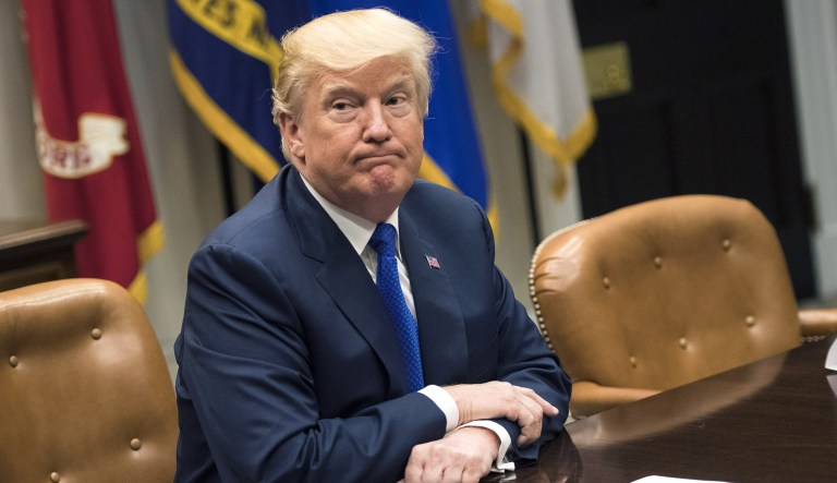 President Trump retweeted three unverified videos on Wednesday that claimed show Muslim men committing crimes against those who do not adhere to their beliefs. (Kevin Dietsch/Pool via Bloomberg)