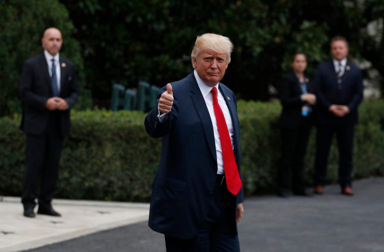 President Trump tweeted words of support for Boston city officials amid thousands of protesters of all stripes flocking to the city's downtown. 