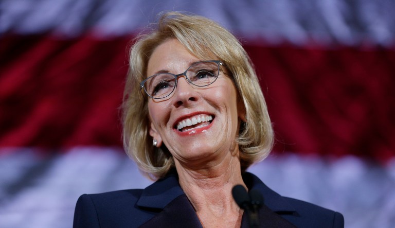 In prepared remarks for her commencement address at the University of Baltimore on Monday, DeVos went beyond simply acknowledging the threats to free speech in higher education, instead urging students to 