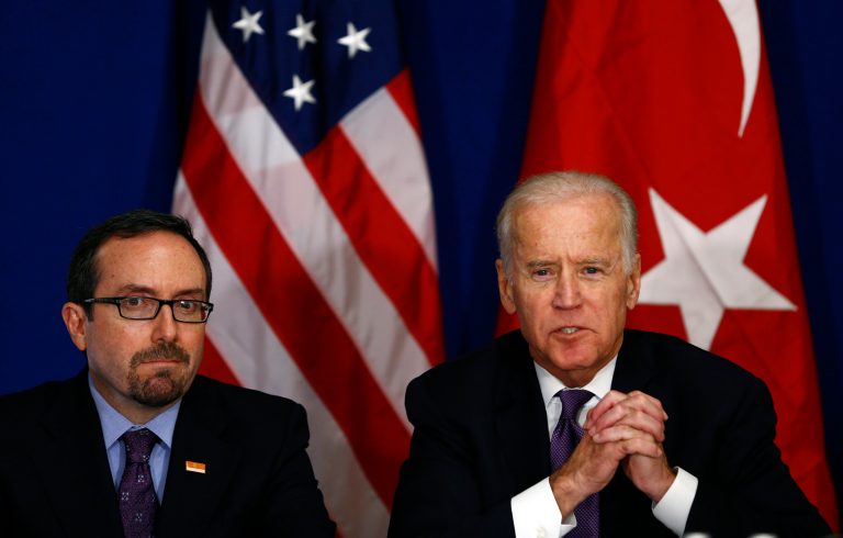 Vice President Joe Biden, right, meets with Turkish leaders after months in which the two countries have pursued different plans for curbing the refugee flow to Turkey, and preventing Islamic State militants from using the Turkey-Syria border. (Murad Sezer/Pool Photo via AP)