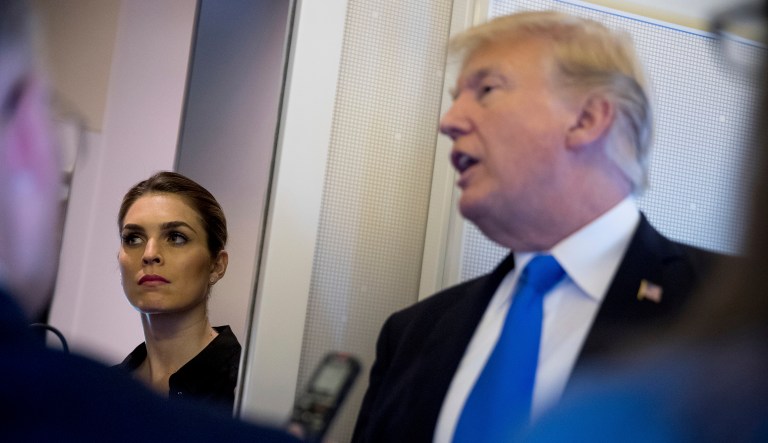 The comment allegedly sent White House communications director Hope Hicks running from the room. (AP Photo/Andrew Harnik)