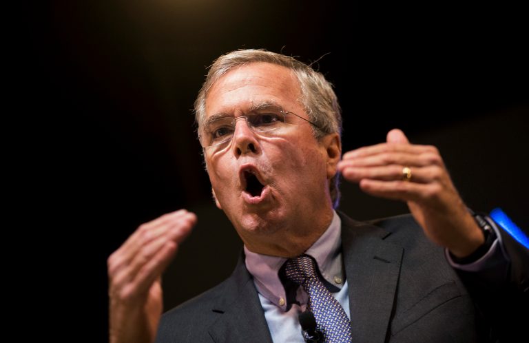 Republican presidential candidate Jeb Bush speaks at the RedState Gathering Saturday, Aug. 8, 2015, in Atlanta. (AP Photo/David Goldman)