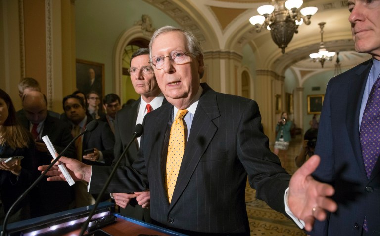 The victory likely ensures the political survival of Sen. Mitch McConnell, R-Ky., who is expected to seek to maintain his post as majority. (AP Photo/J. Scott Applewhite)
