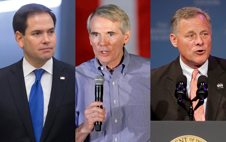 Florida's Marco Rubio, Ohio's Rob Portman and North Carolina's Richard Burr all lead by at least 6 points in their respective races, according to the latest Quinnipiac poll. (AP Photos)