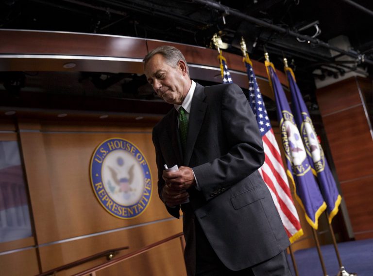 House Speaker John Boehner, R-Ohio, told Republicans at a private meeting Tuesday morning that they should support legislation that will give Obama the power to use U.S. military forces to train and equip Syrian rebels in the fight against the terrorist group known as the Islamic State of Iraq and Syria. (AP Photo/J. Scott Applewhite)