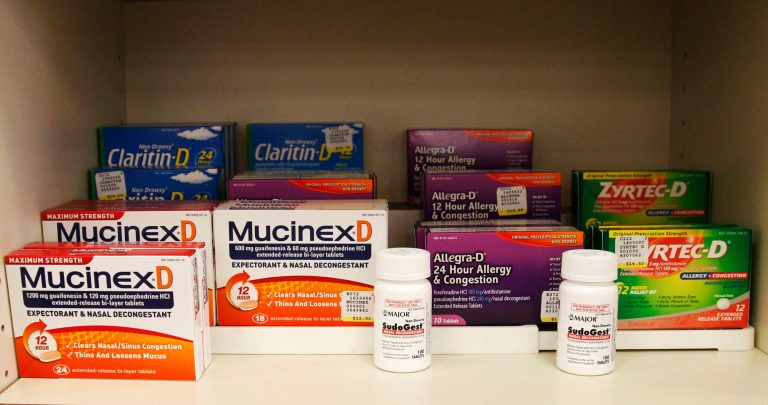 Medications containing pseudoephedrine are on display.ÃÂ The West Virginia Senate is scheduled to vote on a bill to make drugs used in the production of methamphetamine available only by prescription. (AP/Sue Ogrocki)