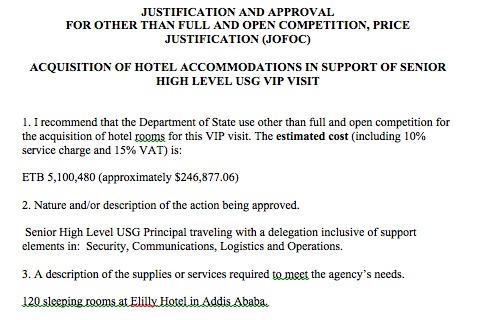 Update: Cost of Hotels for President Obama’s Ethiopia Stay Likely Tops $1 Million