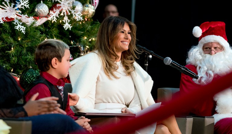 Fifty-four percent give the first lady the nod of approval, up 17 points since her husband's inauguration in January. (AP Photo/Andrew Harnik)