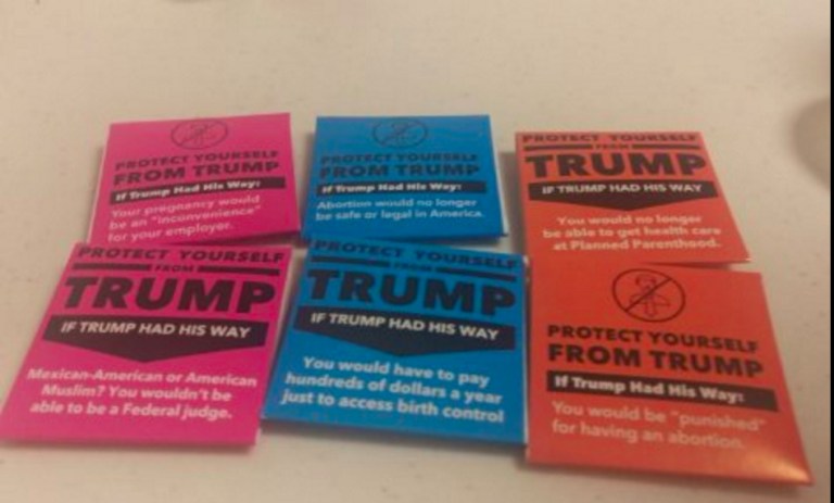 The pink, blue and orange packages being handed out in Cleveland say 