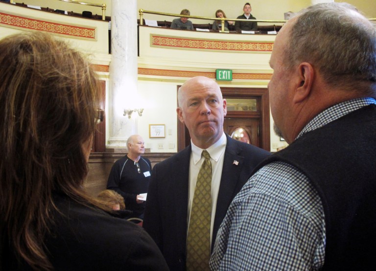 Republican Greg Gianforte (center) is facing Democratic activist Rob Quist in Montana's special election. (AP Photo/Matt Volz)
