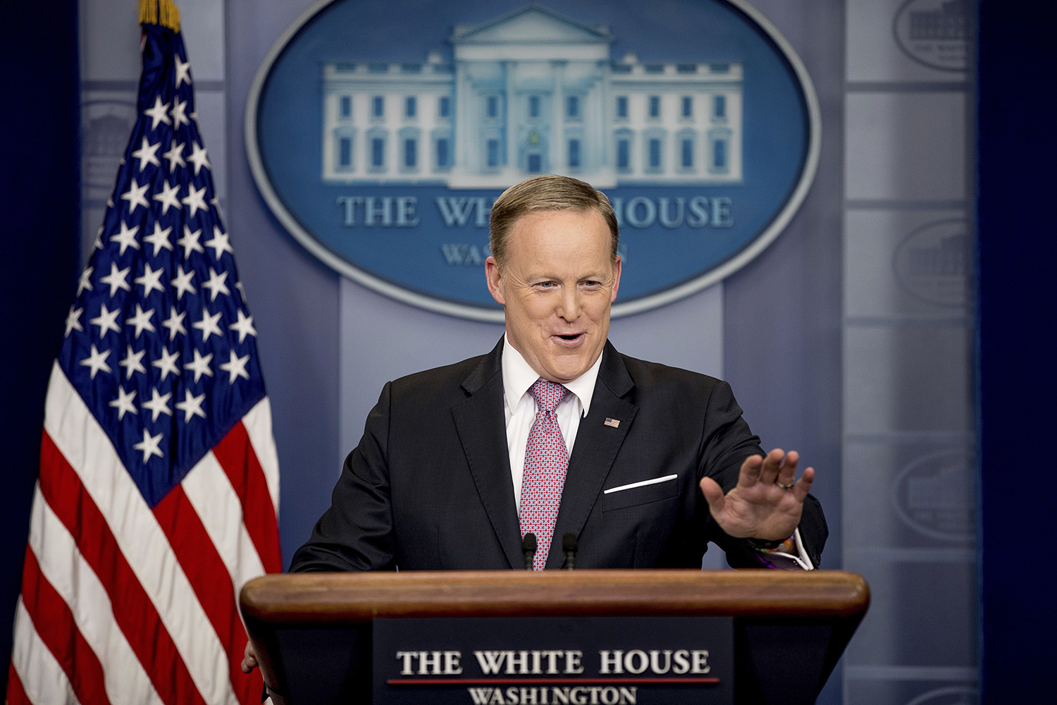 Spicer laughs off complaints about Trump breaking rule on jobs comments
