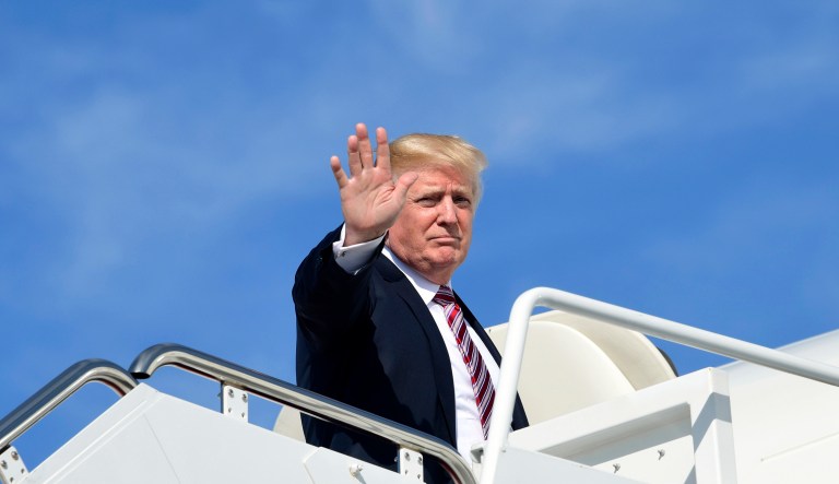 President Trump will participate in the trophy ceremony for the President's Cup golf tournament on Sunday. (AP Photo/Susan Walsh)