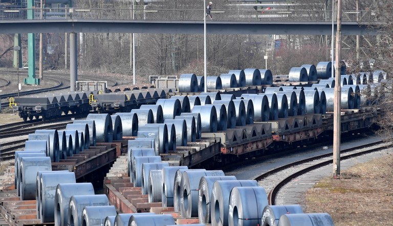 President Trump announced tariffs of 25 percent on steel imports and 10 percent on aluminum imports on Thursday, and justified them as a way to protect U.S. national security. (AP Photo/Martin Meissner)