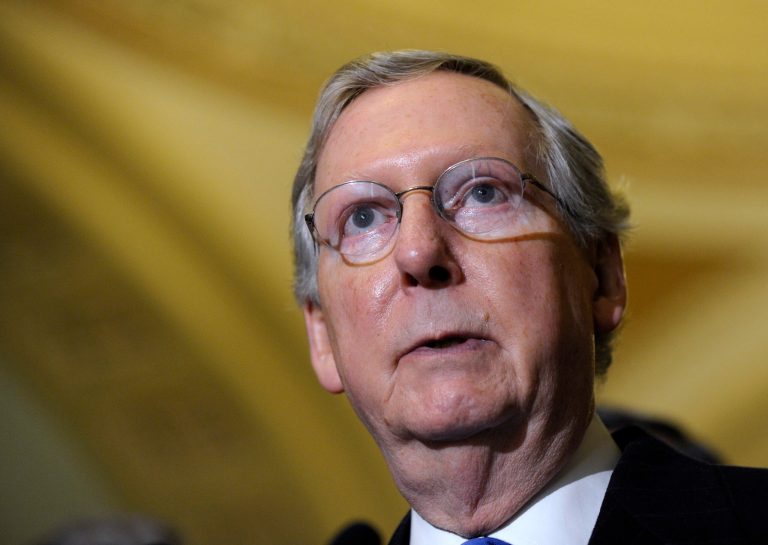 Senate Minority Leader Mitch McConnell of Kentucky speaks to reporters on Capitol Hill in Washington on Dec. 10. (AP Photo/Susan Walsh)