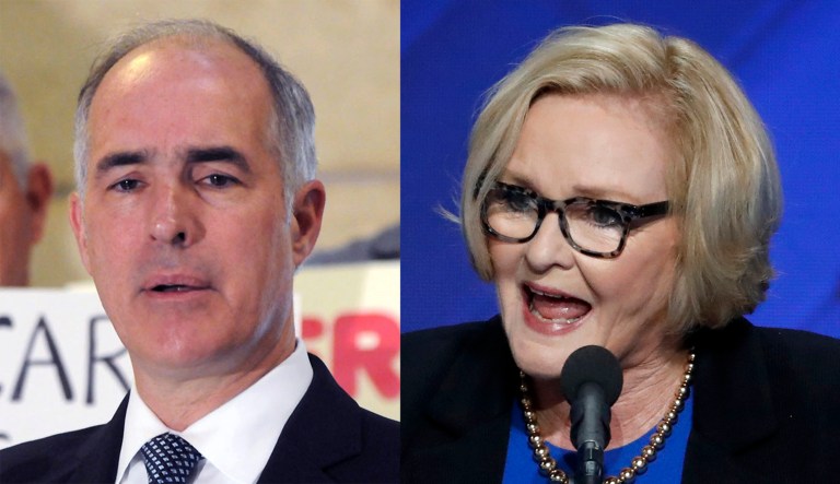 An article published Thursday probed Sens. Bob Casey, D-Penn., and Claire McCaskill, D-Mo., for hints at how they plan to tackle President Trump in the 2018 midterm elections. (AP Photo/J. Scott Applewhite)