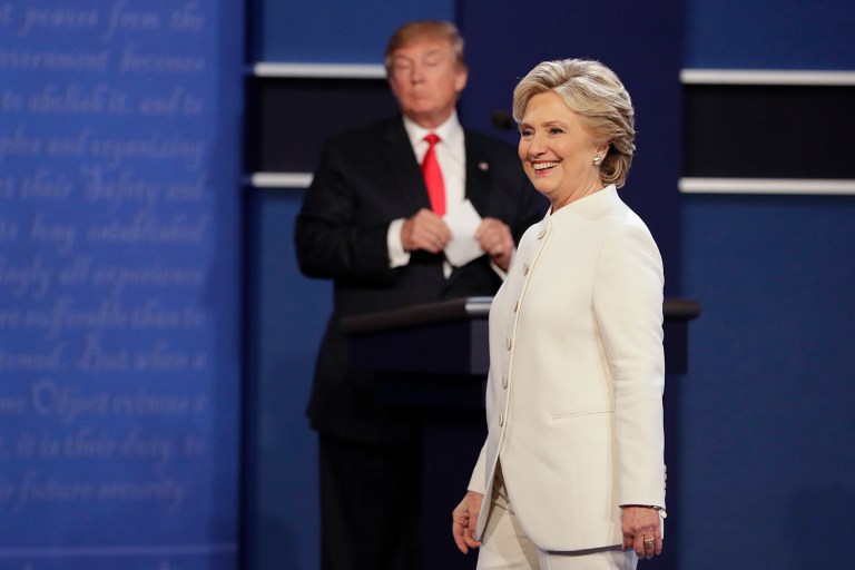 According to bettors, Hillary Clinton won. Or to be more accurate, Donald Trump lost. (AP Photo/John Locher)