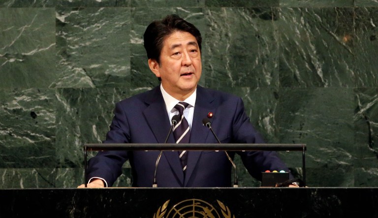 During his United Nations General Assembly speech, Japanese Prime Minister Shinzo Abe said North Korea is 