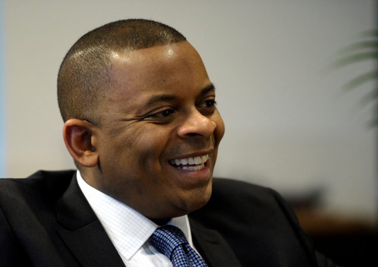 Transportation Secretary Anthony Foxx speaks during an interview with the Associated Press at the Transportation Department in Washington, Tuesday, Jan. 14, 2014. Americans spend a total of 600,000 years stuck in traffic every year. The nation has about 100,000 bridges old enough for Medicare. And a recent global ranking put the United States' infrastructure in 25th place, just behind Barbados. But Foxx says he sees signs the nation may finally be ready to tackle its 