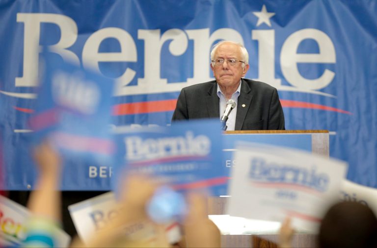 Democratic presidential candidate Sen. Bernie Sanders pauses during a political rally in Madison, Wis., Wednesday, July 1, 2015. (Michael P. King/Wisconsin State Journal via AP)