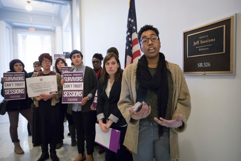 This was the second sit-in spearheaded by the NAACP against the nomination of Sessions for attorney general. (AP Photo/J. Scott Applewhite)