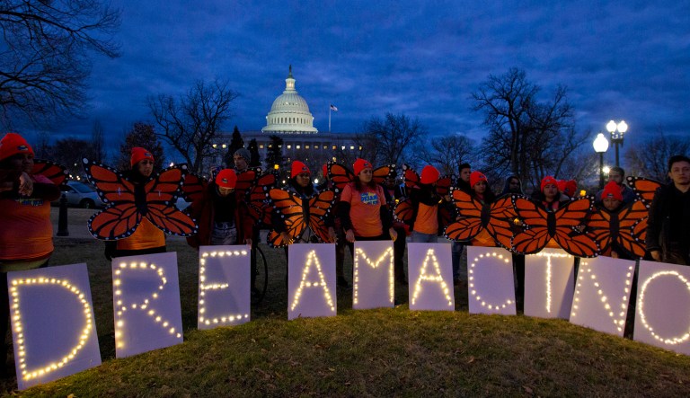 Demonstrators rally in support of Deferred Action for Childhood Arrivals program outside the Capitol. Republicans nearly all claim now that they want to help the so-called 