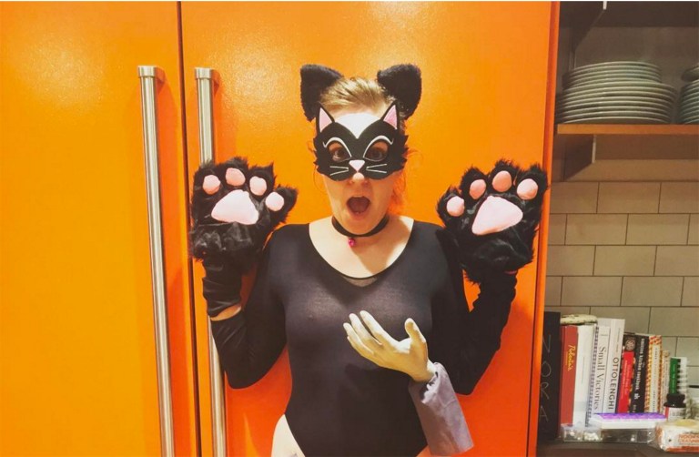 Lena Dunham posed for an Instagram photo of her dressed as a cat with a hand attached to both her chest and groin. (Screenshot)