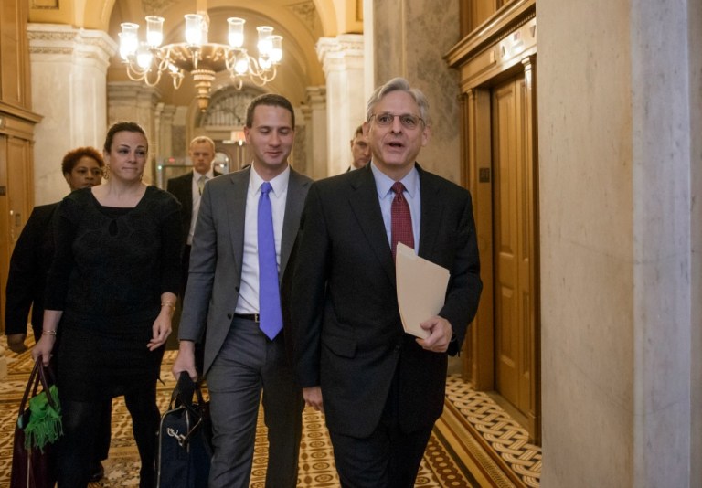 The former ABA leaders countered Republicans’ argument that it is too close to a presidential election to consider Merrick Garland for the Supreme Court. (AP Photo)
		