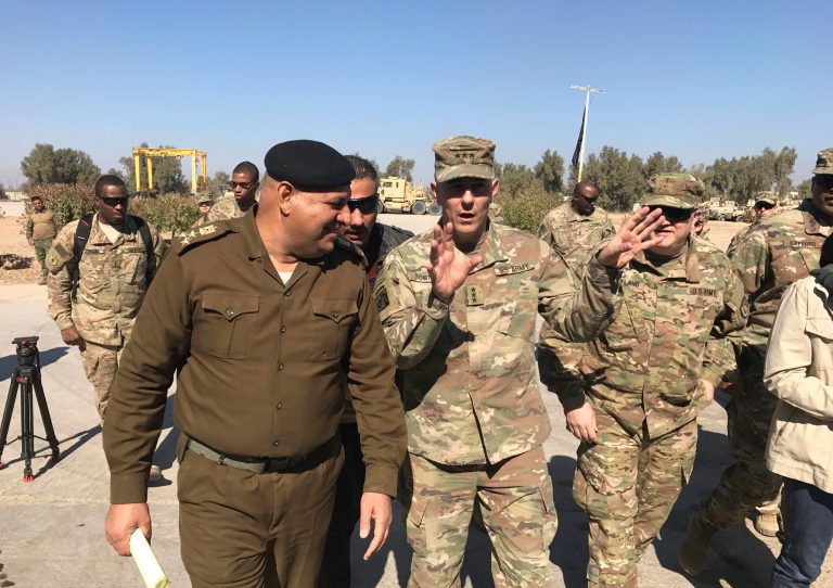 Townsend was adamant it would be Syrians forces who would enter Raqqa to finish off Islamic State fighters. (AP Photo/ Ali Abdul Hassan)