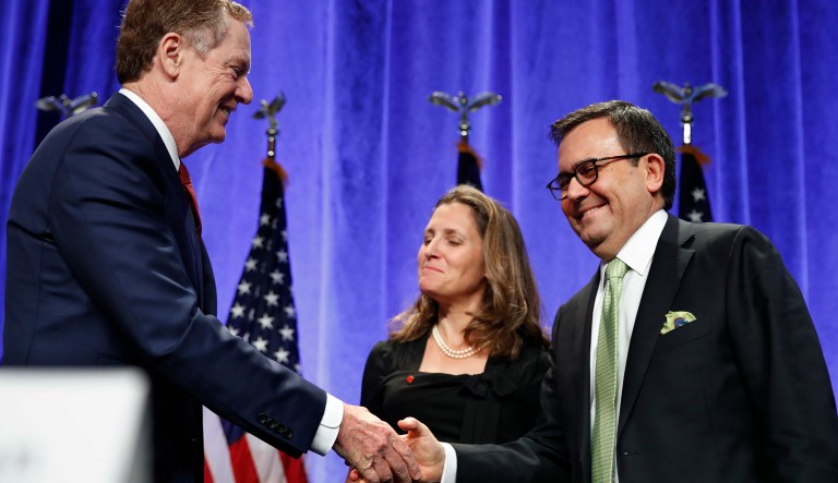 Canada and Mexico have been resisting U.S. demands for a radical rewrite of the 1993 deal. The situation has heightened concern among business groups that President Trump will follow through with his earlier threats to pull the U.S. out of the deal. (AP Photo/Jacquelyn Martin)