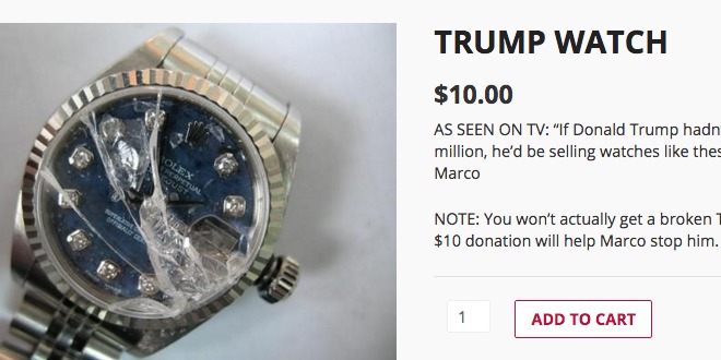 Marco Rubio's campaign quickly put up a page on their website with the opportunity to buy a $10 