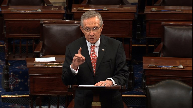 Majority Leader Harry Reid speaks on the Senate floor Thursday morning, July 11, 2013, in Washington. (AP/Senate TV)
