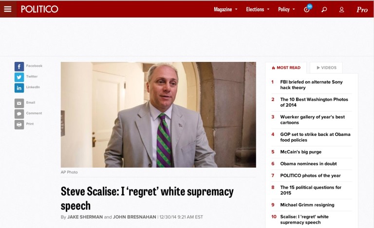 ‘An accident’: Politico headline suggests Scalise gave ‘white supremacy speech’