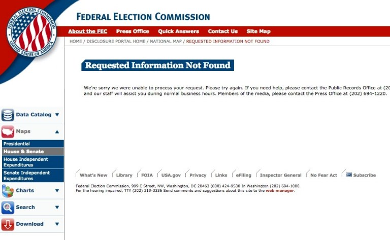 In the Internet age, when all sorts of information is being made available instantly, the FEC is incapable of posting very important data on its website within 24 hours of a well-known deadline. (Screengrab)