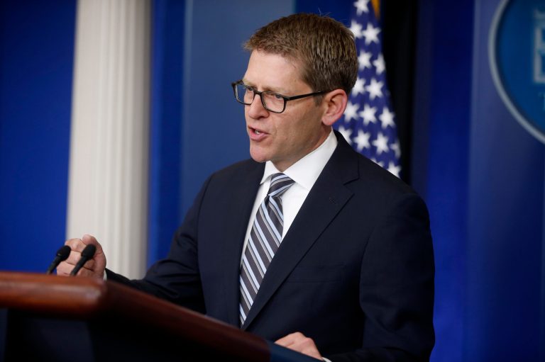White House press secretary Jay Carney briefs reporters at the White House in Washington, Thursday, May 1, 2014. Carney opened the daily briefing with a question about sexual assaults in the military. (AP Photo/Charles Dharapak)