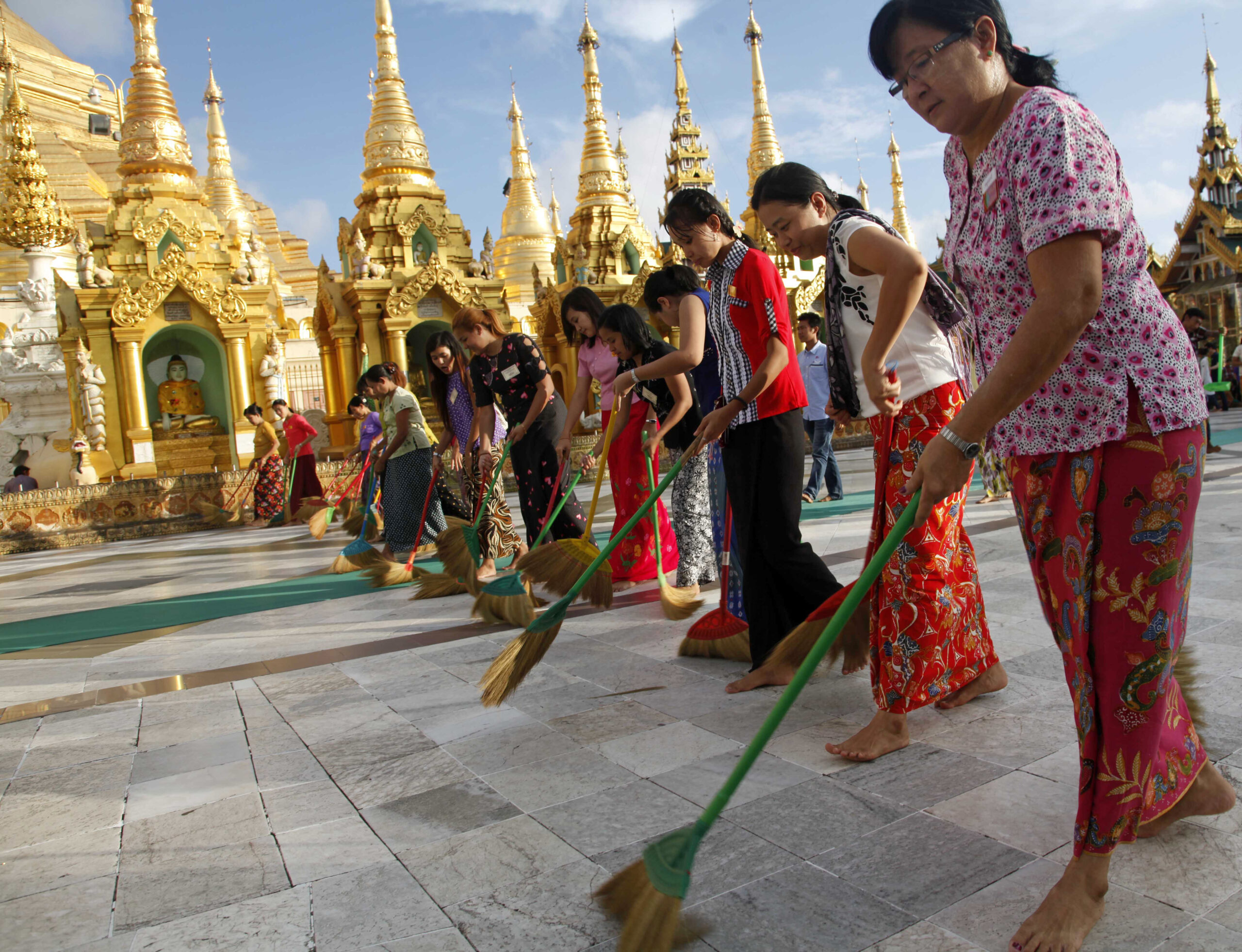 Sweeping on Shwedagon: An act of merit
