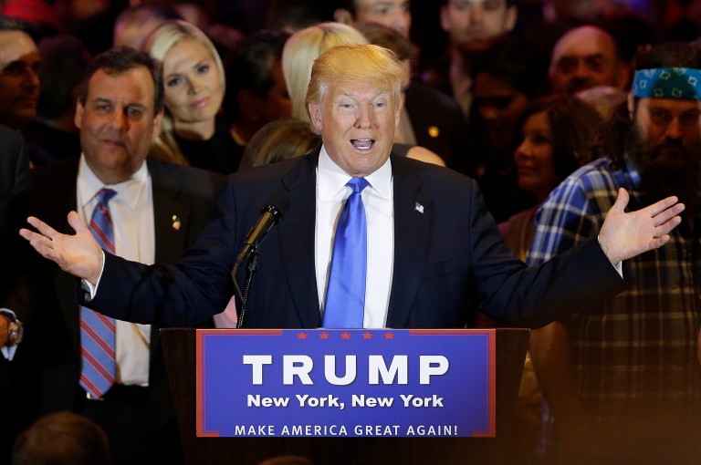 The Republican Party seems split between denial and acceptance when it comes to coping with front-runner Donald Trump. (AP Photo/Julie Jacobson, File)