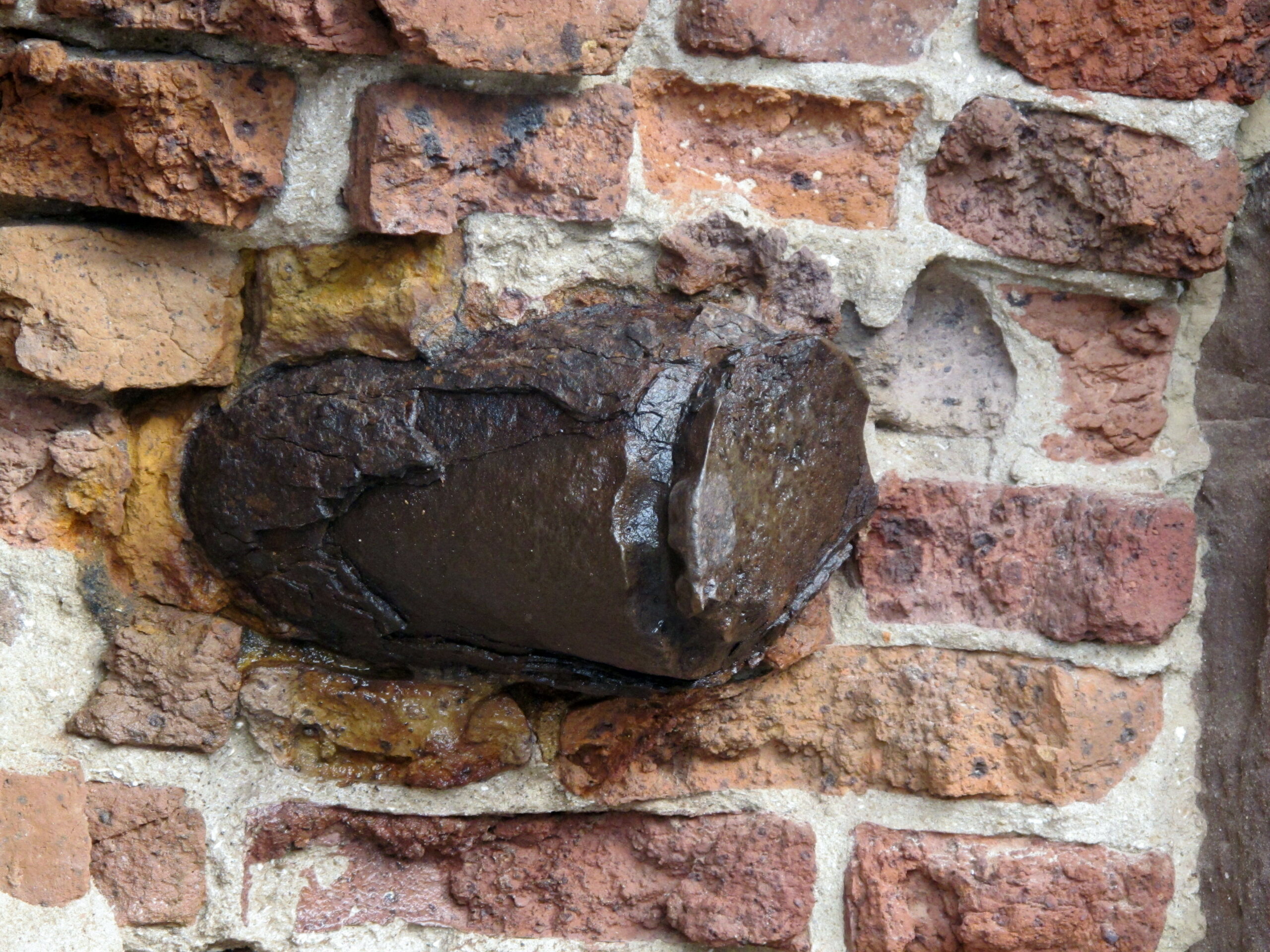 Shells preserved in wall where they hit Sumter