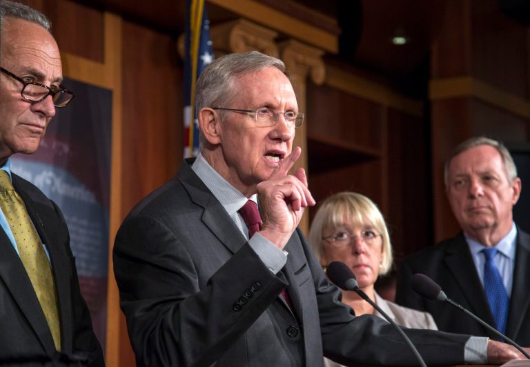 Senate Majority Leader Harry Reid, D-Nev., marshaled 83 yea votes for the initial, procedural vote Wednesday night to lift the debt ceiling and end the government shutdown. (AP/J. Scott Applewhite)