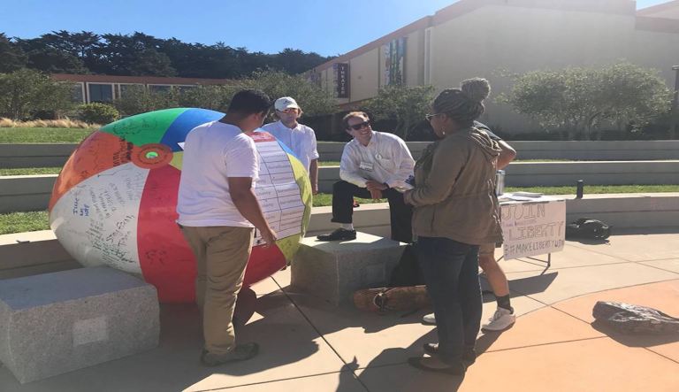 Skyline College amended its policies to ensure students can engage in expressive activity outside of the school's free speech zone (via Facebook)