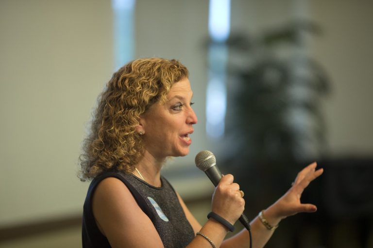 DNC Chairwoman Debbie Wasserman Schultz joined Crist for Governor Campaign supporters for an Early Vote rally in Plantation, Fla. (AP/J Pat Carter)