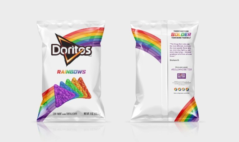 The Doritos brand, in partnership with the It Gets Better Project, launches Doritos Rainbows chips, a new, limited-edition product to celebrate the LGBT community. (PRNewsFoto/Frito-Lay)