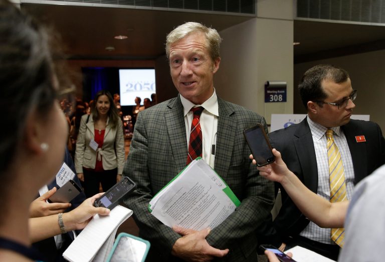 The group aims to hit the environmentalist billionaire for dividing Demcorats. (AP Photo/Rich Pedroncelli)