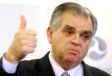 Transportation Secretary Ray LaHood's department includes 35 government employees being paid six-figure salaries for doing full-time work for civil service worker unions. (AP Photo)