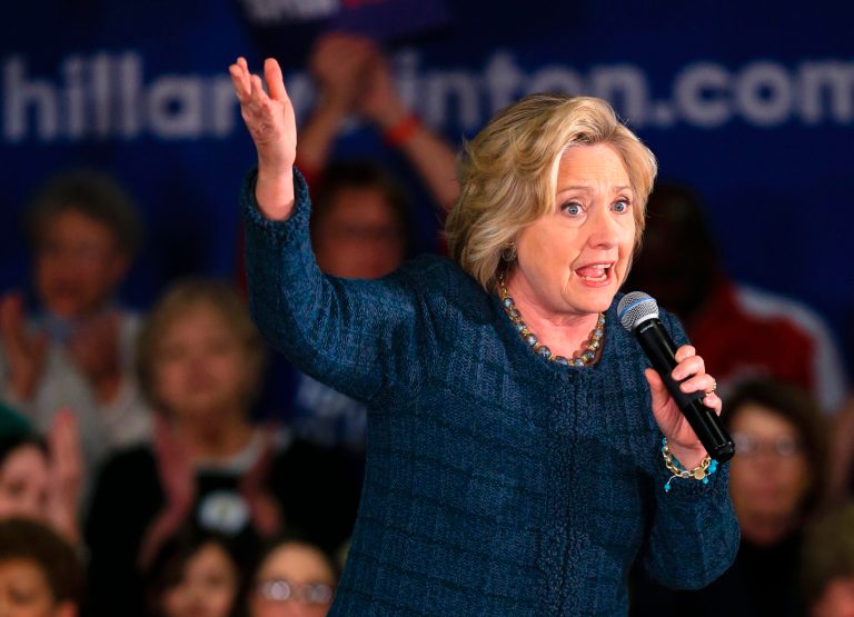FILE - In this Jan. 5, 2016 file photo, Democratic presidential candidate Hillary Clinton speaks during a campaign stop in Council Bluffs, Iowa. The State Department's search for documents during Secretary of State Hillary Clinton's tenure contributed to 