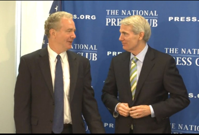 Se. Rob Portman, right, and Rep. Chris Van Hollen laid out what they feel are the biggest challenges facing the United States' growing budget problem.