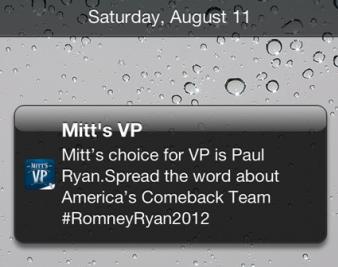 iPhone App: Romney Selects Paul Ryan