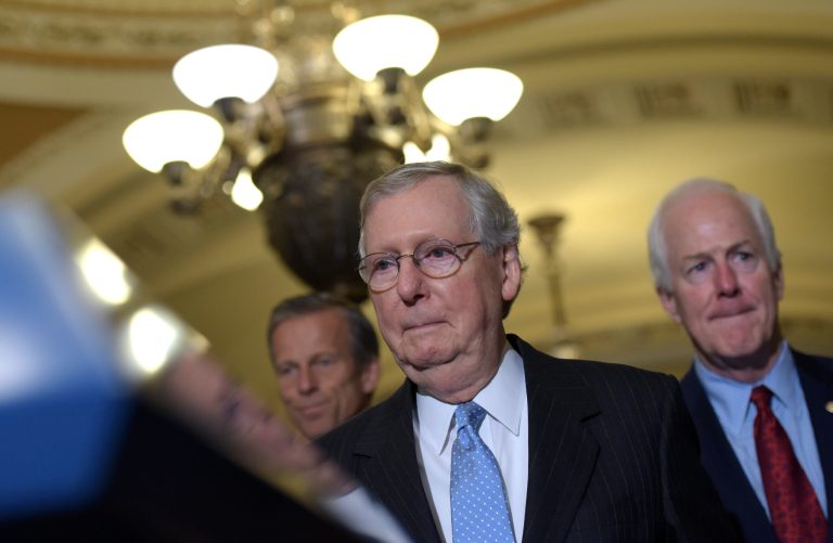 —œI intend to aggressively oppose the effort to disapprove the arms sale to the Saudis,—&pound; Mitch McConnell said. (AP Photo)