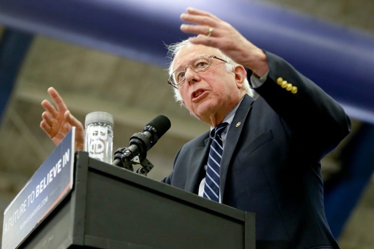 Bernie Sanders said Tuesday that he'd fight for the Democratic nomination all the way to the July convention in Philadelphia. (AP Photo/Keith Srakocic)